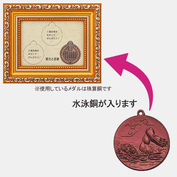 合格メダル（水泳・銅）新・額入