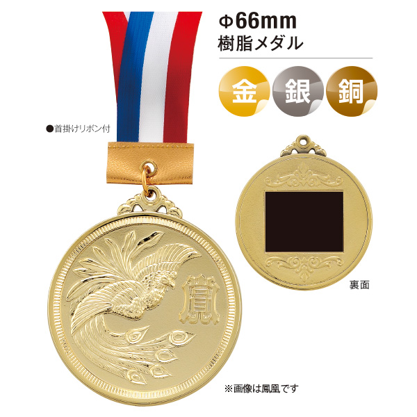 F-582 φ66mm 樹脂メダル 書道(金)